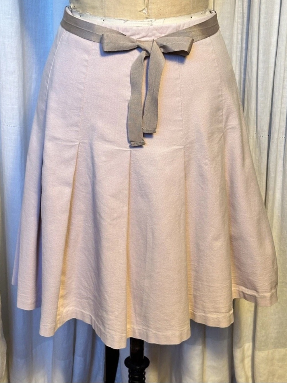 GAP Stretch Light Pink Pleated Circle Skirt with Tie Waist